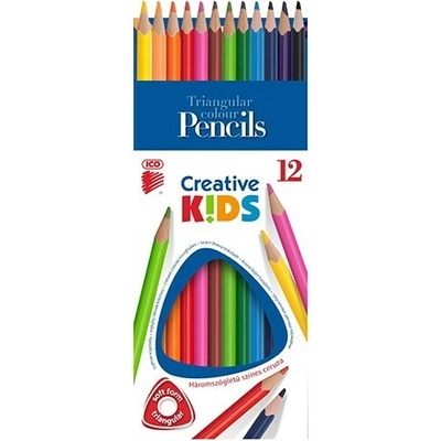 Ico Creative Kids barevné pastelky trojúhelníkové sada 12 kusů 7140148002