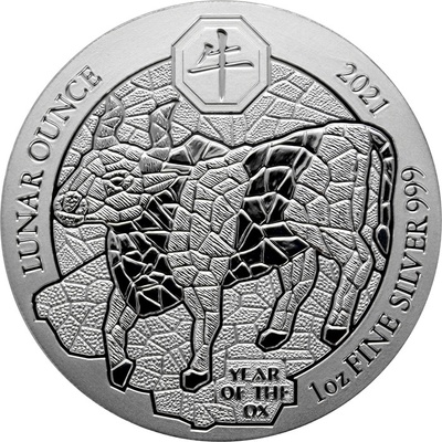 Rwanda Strieborná minca Rok Byvola 2021 1 Oz