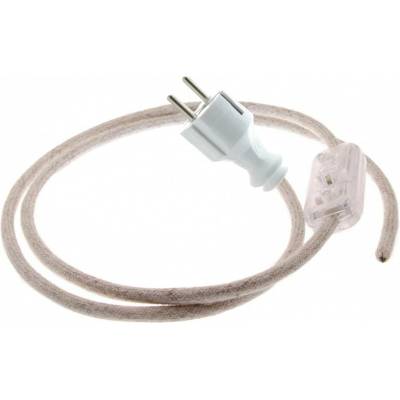 Přívodní textilní kabel k lampičce 1,8 m PŘÍRODNÍ 36, vidlice + vypínač