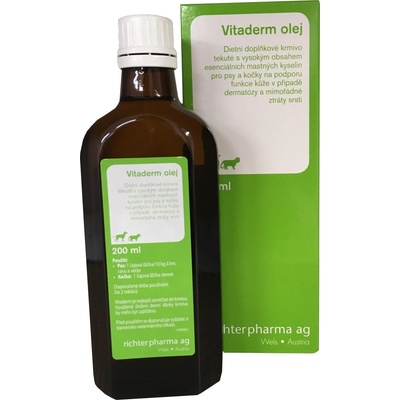 Vitaderm olej na podporu funkcií kože a srsti pre psy a mačky 200 ml