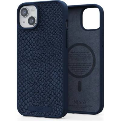 Púzdro Njord Salmon Leather Magsafe iPhone 15 Plus modré