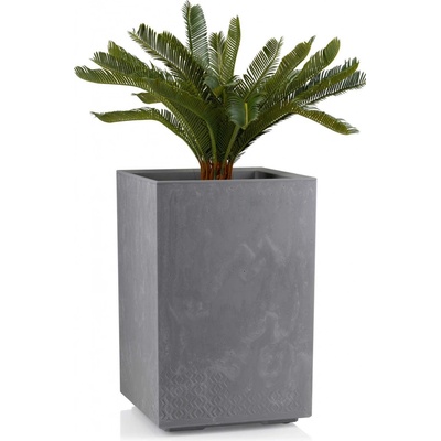 HowHomely PLASTOVÝ KVĚTINÁČ NA KOLEČKÁCH BETONIQUE 60X40X40 CM IMITACE BETONU ŠEDÁ