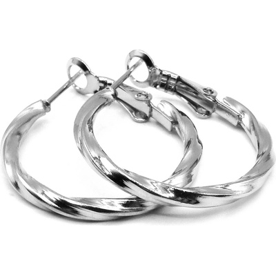 OceloveSperky1 Dámské Náušnice KROUCENÉ KRUHY 25 mm z Chirurgické oceli NS260184