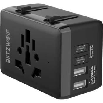 BlitzWolf BW-TA1 4-в-1 адаптер за пътуване 2xUSB + C + PD 20W (BW-TA1)