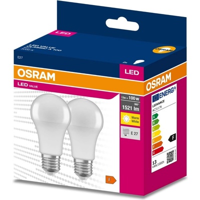 Osram 2PAK LED žárovka E27 A60 13W = 100W 1521lm 3000K Teplá bílá 200° VALUE OSRVALU7433