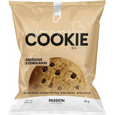 Passion nutrition Passion Low sugar cookies Arašídová s čokoládou 70 g
