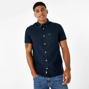Jack Wills Мъжка риза с къс ръкав Jack Wills Short Sleeve Oxford Shirt Mens - Navy