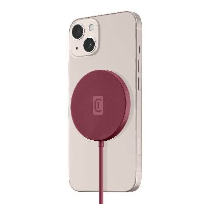 Безжично зарядно Cellularline Mag Wireless Charger Red, от USB C(м) към безжично зареждане, 7.5W, за телефони iPhone с технология MagSafe, червено (IT9368)