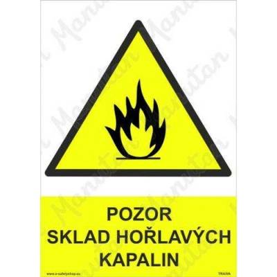 Pozor sklad hořlavých kapalin, plast 210 x 297 x 2 mm A4