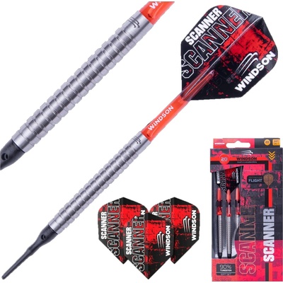 Set wolframových šipek s plastovými hroty Windson SCANNER 20 G Mix,Červená