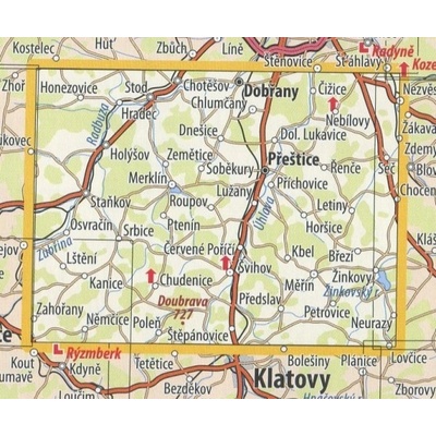KČT 32 Přešticko - nástěnná turistická mapa 90 x 60 cm Varianta: mapa v dřevěném rámu, Provedení: Ticiago černý