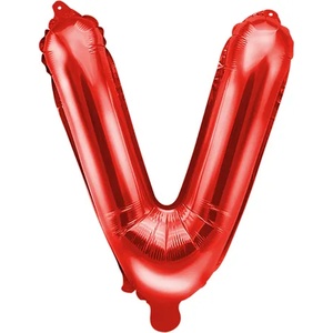PartyDeco Балон от фолио Mini - Буква V 35см червен