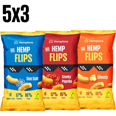 Hempions Био конопени снакс флипс трио - 15 x 70 g