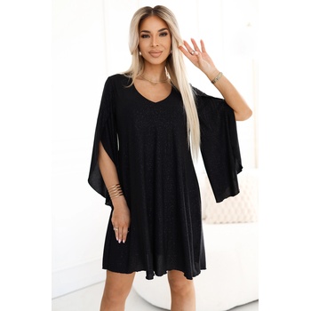 Numoco 597-1 Елегантна черна рокля с ръкави тип пеперудаnmc-2539 - Бял, размер s/m