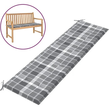 Image 1 of vidaXL Възглавница за пейка сиво каре 180x50x4 см оксфорд плат (314097)
