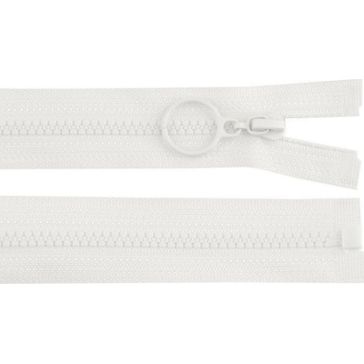 Kostěný zip No 3 délka 50 cm s kroužkem bílá 1 ks