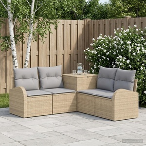 vidaXL Комплект дивани 5 бр. Бежов и Светло Сив 179 x 179 x 85 см (3447785)