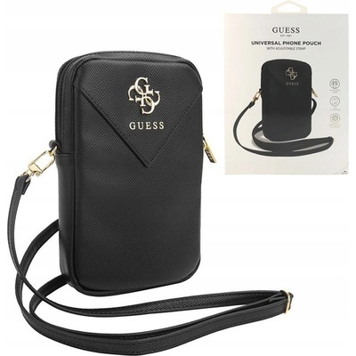 Guess PU Grained 4G Metal Logo Wallet Phone Bag Zipper čierne