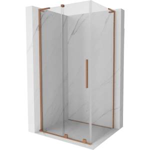 Mexen Velar L плъзгаща се душ кабина 90 x 70 см, прозрачна, четкана мед - 871-090-070-03-65 (871-090-070-03-65)