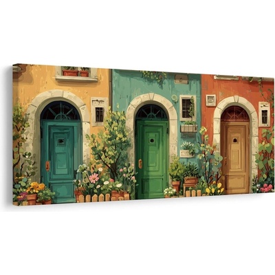 Obraz romantické dveře a květiny - 80x40