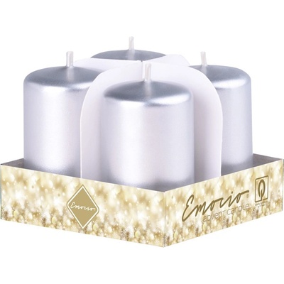 Z - TRADE s. r. o Z - TRADE s. r. o. Свещи Emocio Advent цилиндър 4 бр. 38x60 сребърни