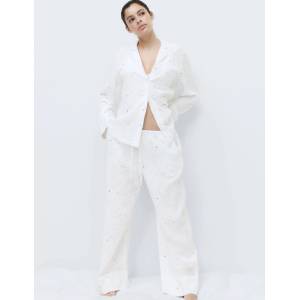 Marks & Spencer Пижамен комплект с яке от лека газа Cool Comfort със звездна шарка Marks & Spencer бяла Marks & Spencer | Byal | ЖЕНИ | 8