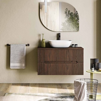 BlueLife Balos шкаф за баня 90см teak + Керамична мивка DRV - 50 (B.BALOS90TEK/SET)