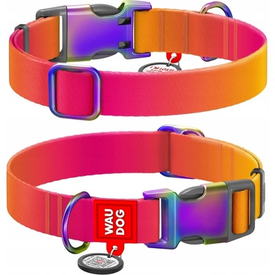 Waudog Nylon collar with QR code for gradient dog