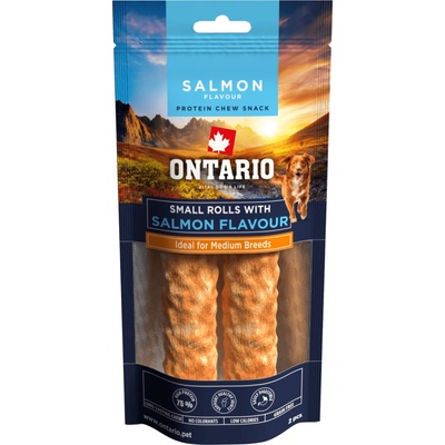Ontario Žuvacia pochúťka Protein malá rolka pre stredné plemená s príchuťou lososa 12,7 cm 2 ks