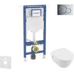 Geberit Duofix - Комплект от предстена инсталация, тоалетна чиния и седалка Villeroy Boch, бутони Sigma01, DirectFlush, SoftClose, CeramicPlus, лъскав хром SANI11CK1108 (SANI11CK1108)