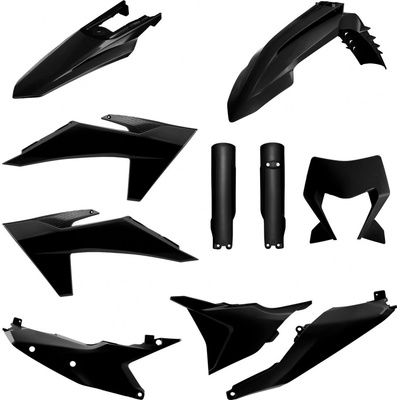 POLISPORT kompletní sada plastů (FULL KIT) KTM EXC/EXC-F/XC-W/XC-WF TBI 24-25 v sadě kryt světla a kryty tlumičů (8352500001) barva černá