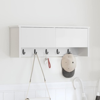 vidaXL Стенен закачалка за палта Бяло 80 x 20 x 30 cm Инженерно дърво (874339)