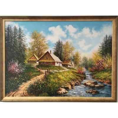 Bondecor Obraz "Údolí - v dřevěném frézovaném rámu, 70x50cm