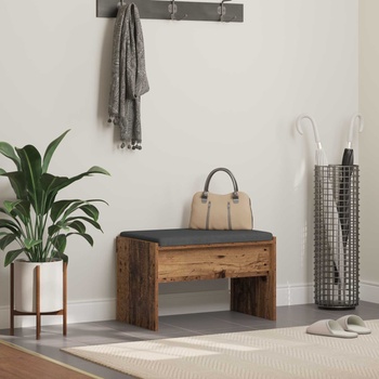 vidaXL Пейка за коридор с възглавница Старо дърво 60 x 38 x 46 см (891550)
