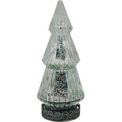 Stříbrný skleněný dekorační svítící stromek LED Tree - Ø 7*16 cm - Clayre & Eef