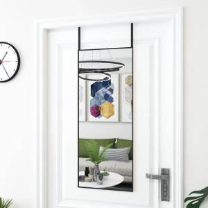 vidaXL Огледало за врата, черно, 40x100 см, стъкло и алуминий (327408)