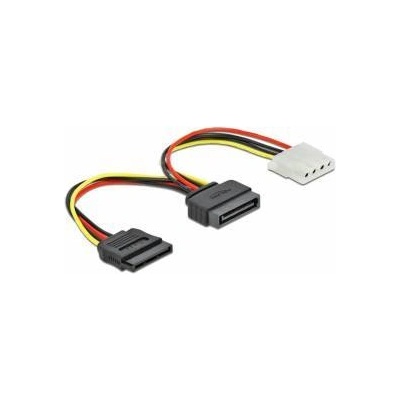 Delock Кабел DeLock, SATA 15 pin / Мъжко - Molex 4 pin / Женско + SATA 15 pin / Женско, 16.5 см, Многоцветен, DELOCK-65235