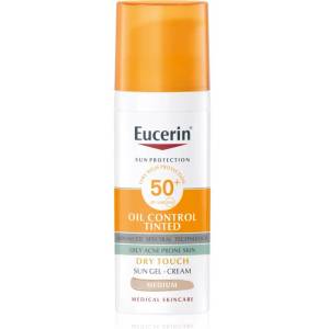 Eucerin Sun Oil Control Tinted гел крем за слънце SPF 50+ цвят Medium 50ml