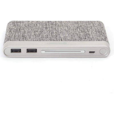 Platinet Power Bank 10000 mAh Polymer Fabric Braided - външна с 2 USB изходa за таблети и смартфони (светлосив)