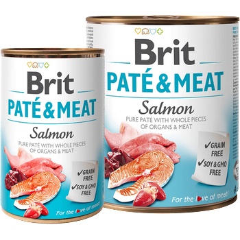 Brit patÉ & meat salmon - консервирана храна за кучета с 26% сьомга и 24% пилешко месо 0.800 кг