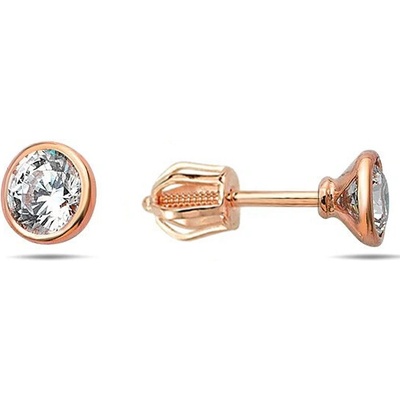 Lillian Vassago Zlatá skrutková náušnica zdobená zirkónom 4 mm LLV98-GER158ŠS/01 Ružová