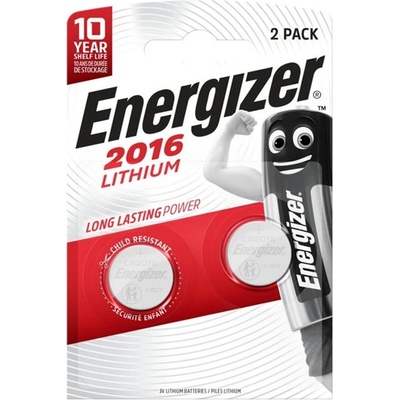 Energizer Батерии литиеви Energizer 2016 Lithium, CR2016, 3V, 2бр. в опаковка (E300789000)