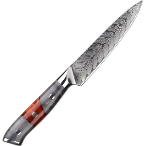 HARAHU Дамаски кухненски нож YA-37551 - Utility / Червен / Сив KP37551