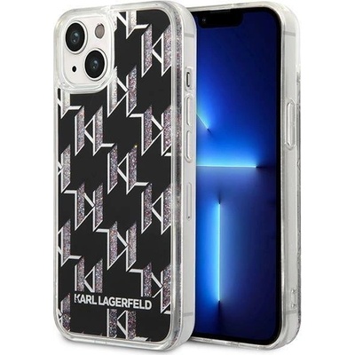 KARL LAGERFELD Кейс Karl Lagerfeld KLHCP14SLMNMK за iPhone 14 6.1", твърд, черен / черен, Liquid Glitter Monogram (3666339076238)