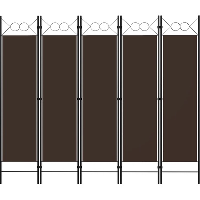 Shumee 5dílný skládací paraván hnědý 200 x 180 cm