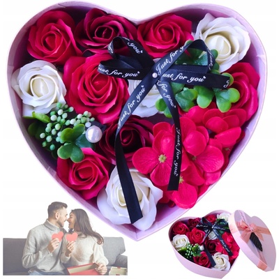 MYDLENÉ KVĚTY V KRABIČCE SRDCE FLOWER BOX KYTICE DÁREK VALENTÝN