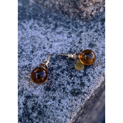 Katyba náušnice Jantar ve stříbře S0704