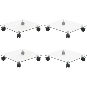 vidaXL Стойки за саксии с колела 4 бр 35x35 см закалено стъкло квадрат (3144027)