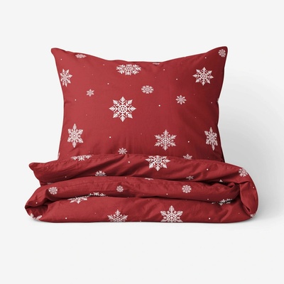 Goldea vánoční bavlna povlečení sněhové vločky na červené 140x200 70x90