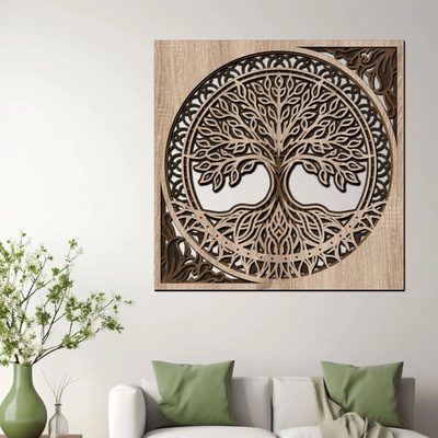 dřevo života Dřevěný strom ZÁZRAKŮ Zvolte rozměr šxv (cm): 95x95, Zvolte barvu dekoru: Dub sunoma-Ořech-Wenge